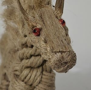 Vtg Danish Modern Kay Bojesen Jorgen Bloch Rope Horse Sculpture  MCM Red Eyes